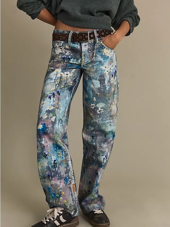 We The Free Denim - We The Free Painted Multi-Color Boyfriend Jeans